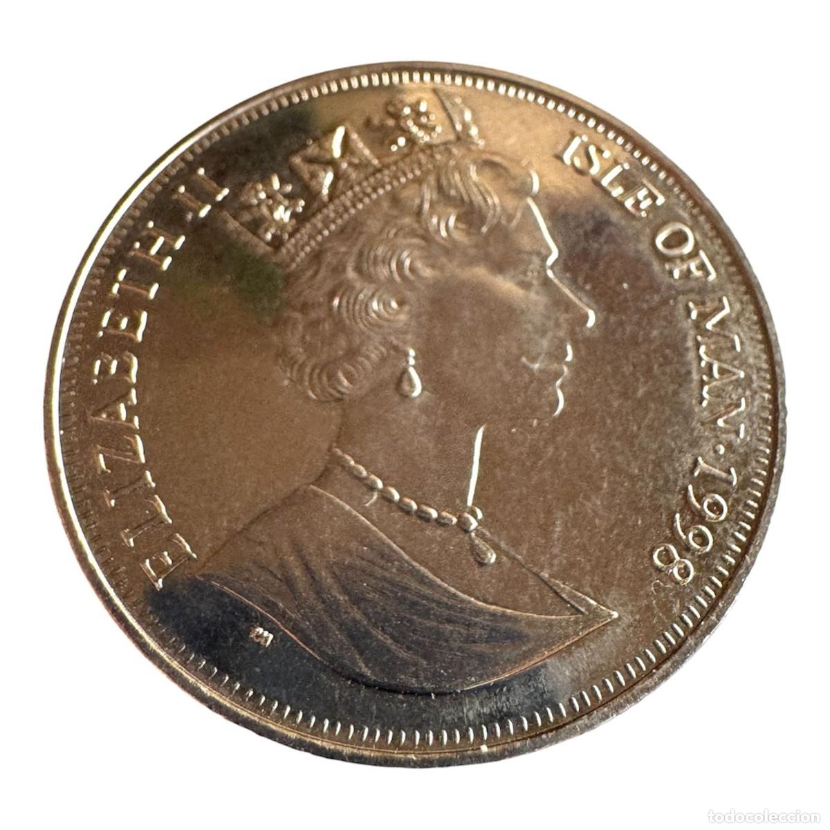Monedas antiguas de Europa: Serie de Navegantes y hechos famosos. Isla de Man. Isabel II 1 crown 1997- Fridtjof Nansen