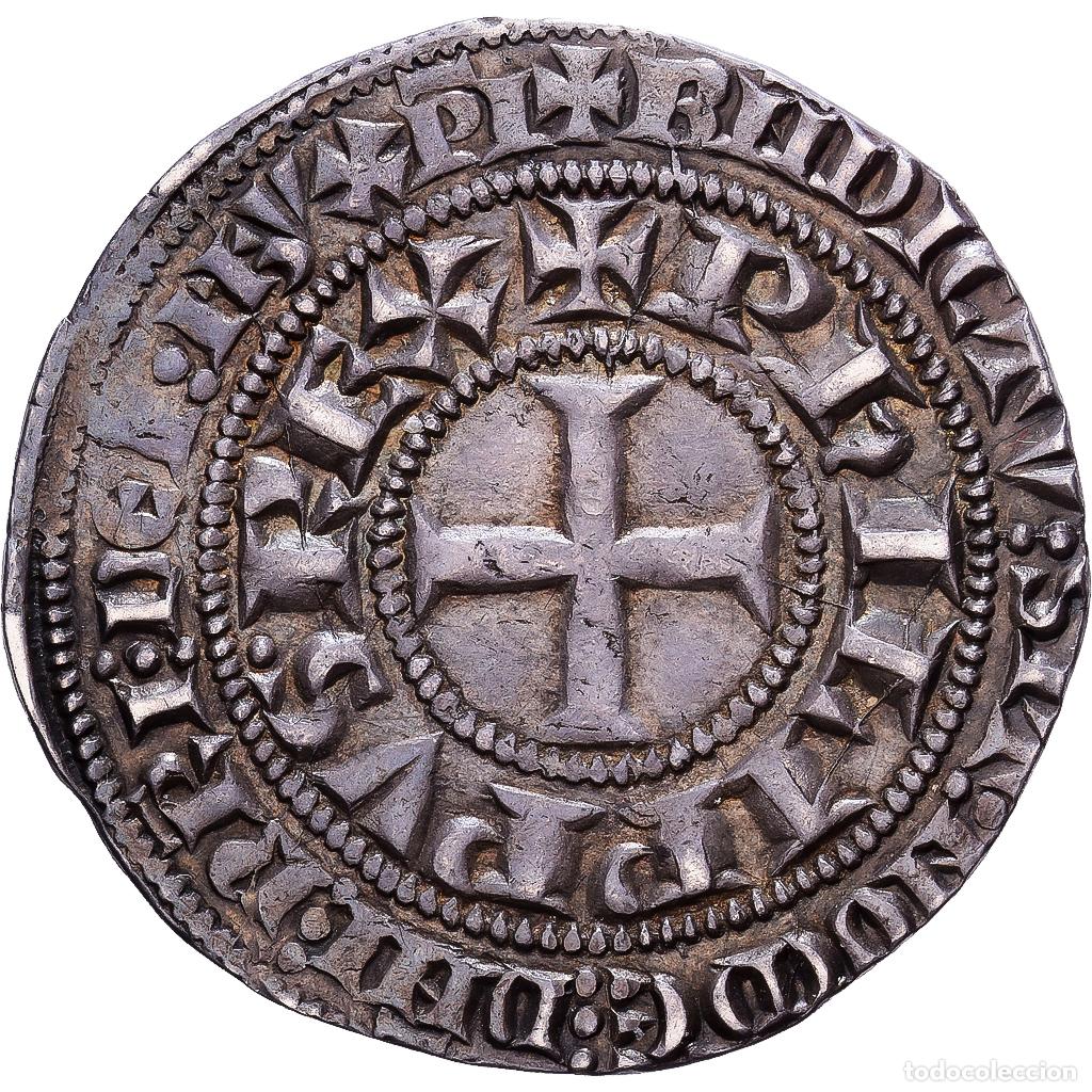 Monedas antiguas de Europa: [#1203077] Francia, Philippe IV le Bel, Gros Tournois &agrave; l'O rond, 1285-1290, Plata, MBC