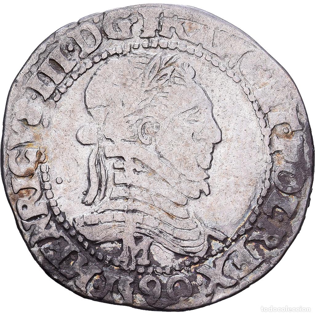 Monedas antiguas de Europa: [#1203072] Francia, Henri III, 1/4 Franc, 1590, Toulouse, Plata, BC+