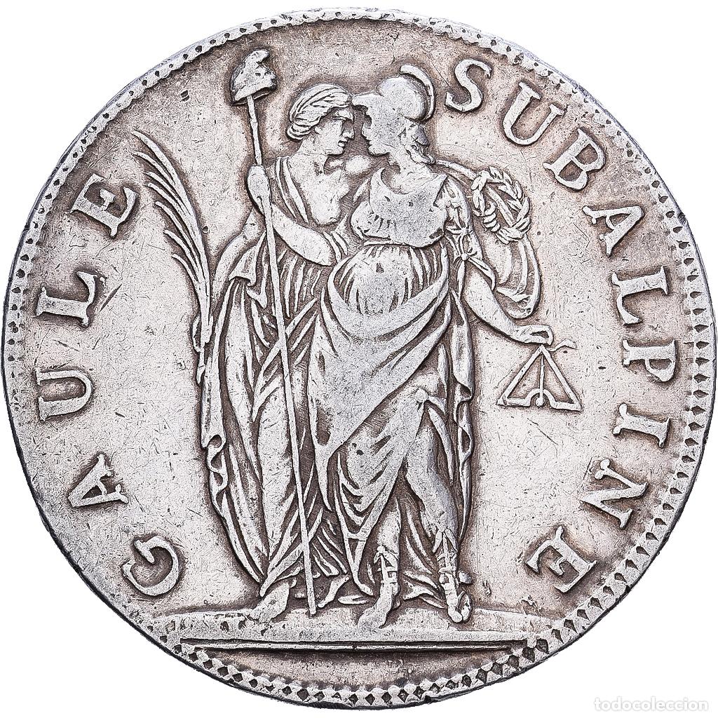 Monedas antiguas de Europa: [#1203081] Subalpine Republic, PIEDMONT REPUBLIC, 5 Francs, AN 10 (1801), Milan, Plata