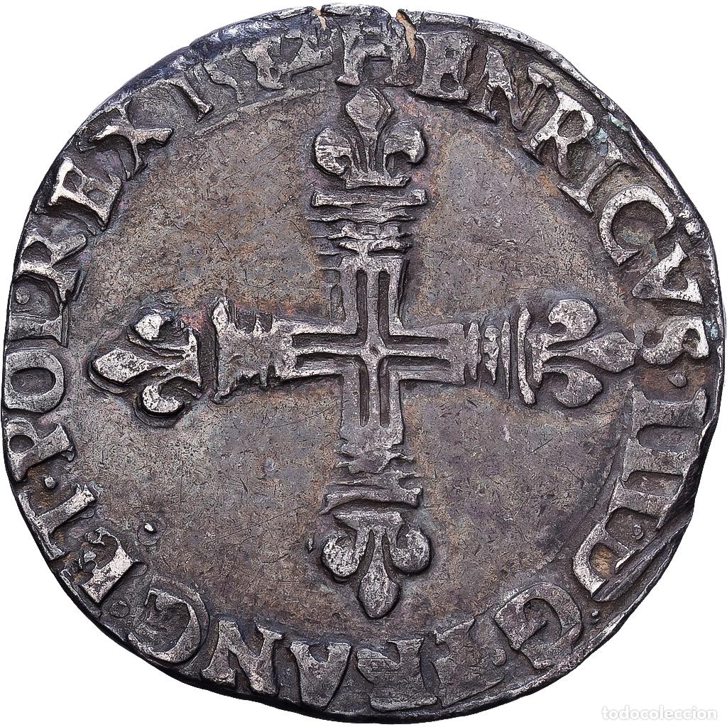 Monedas antiguas de Europa: [#1203073] Francia, 1/4 Ecu croix de face, 1582, Saint L&ocirc;, Plata, MBC+, Duplessy:1133