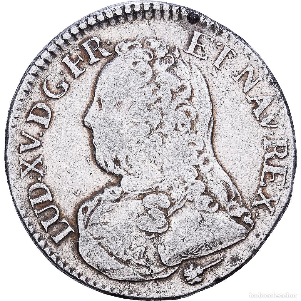 Monedas antiguas de Europa: [#1203093] Francia, Louis XV, 1/5 &Eacute;cu aux branches d'olivier, 1728, Amiens, Plata, BC+