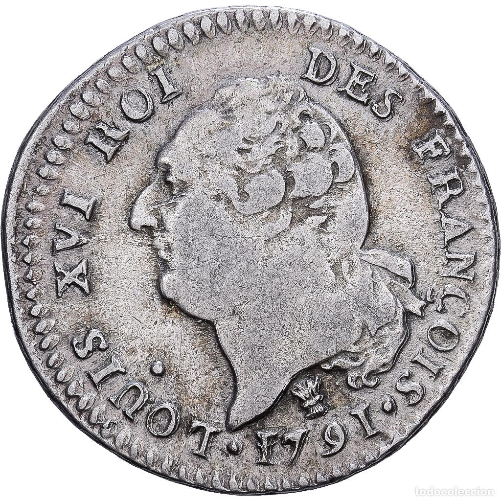 Monedas antiguas de Europa: [#1203089] Francia, 15 Sols, 1/8 ECU, 15 sols fran&ccedil;ois, 1791, Limoges, Plata, BC+