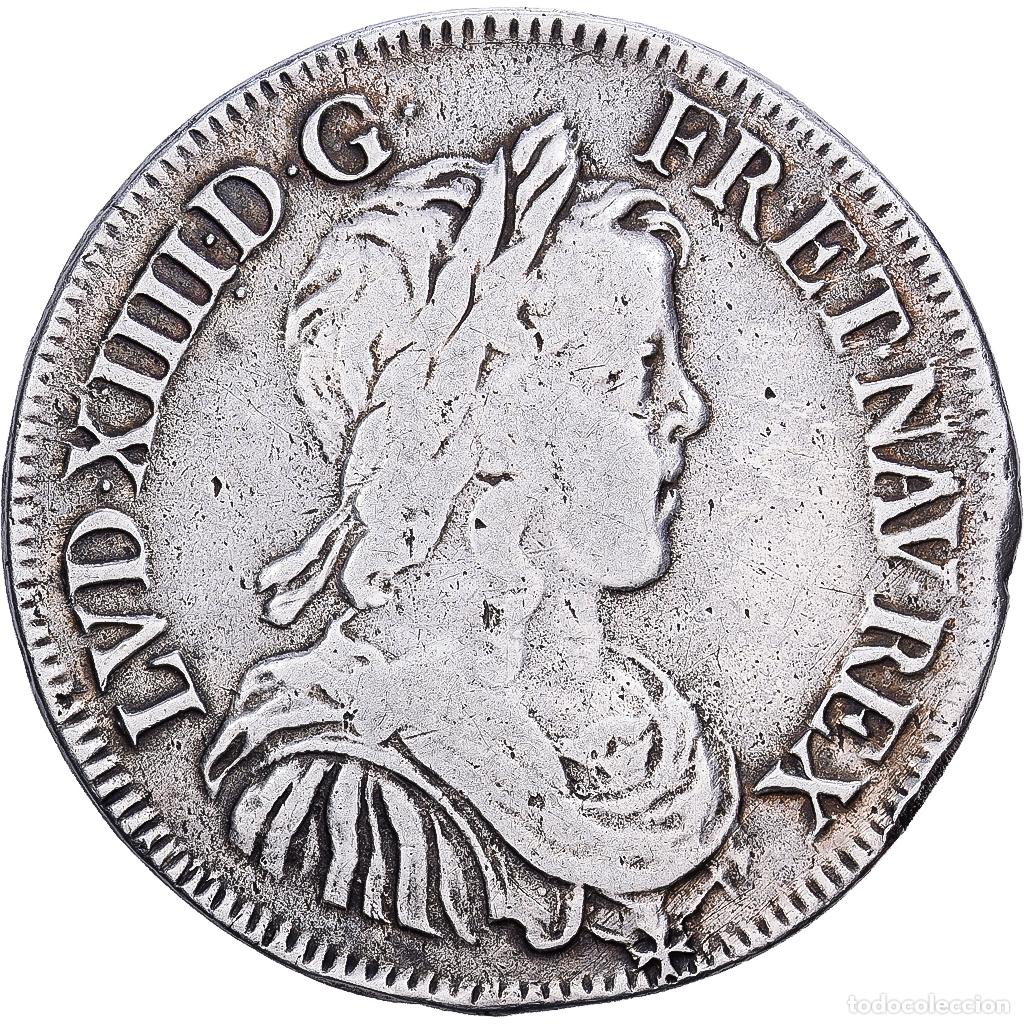 Monedas antiguas de Europa: [#1203092] Francia, Louis XIV, 1/2 &Eacute;cu &agrave; la m&egrave;che longue, 1647, Paris, Plata, BC+