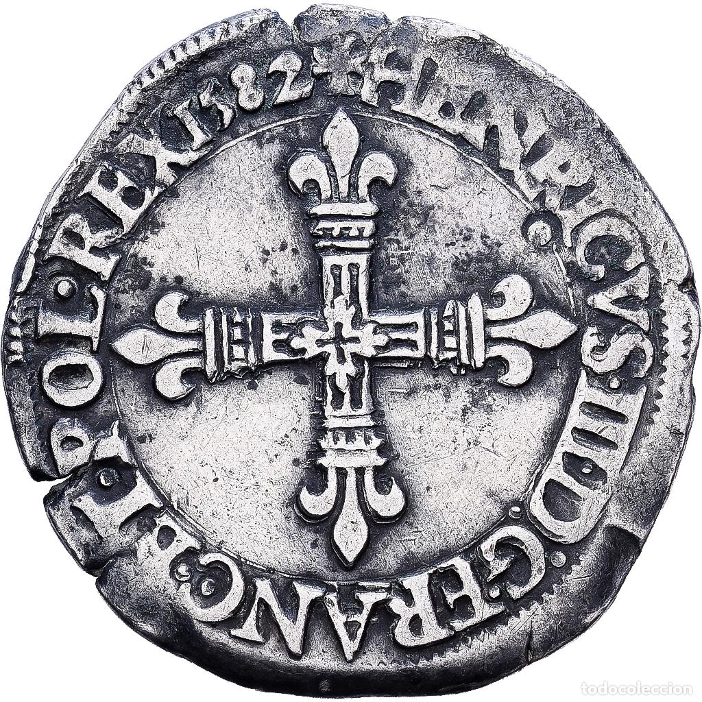 Monedas antiguas de Europa: [#1203082] Francia, Henri III, 1/4 Ecu, 1582, Nantes, Plata, BC+