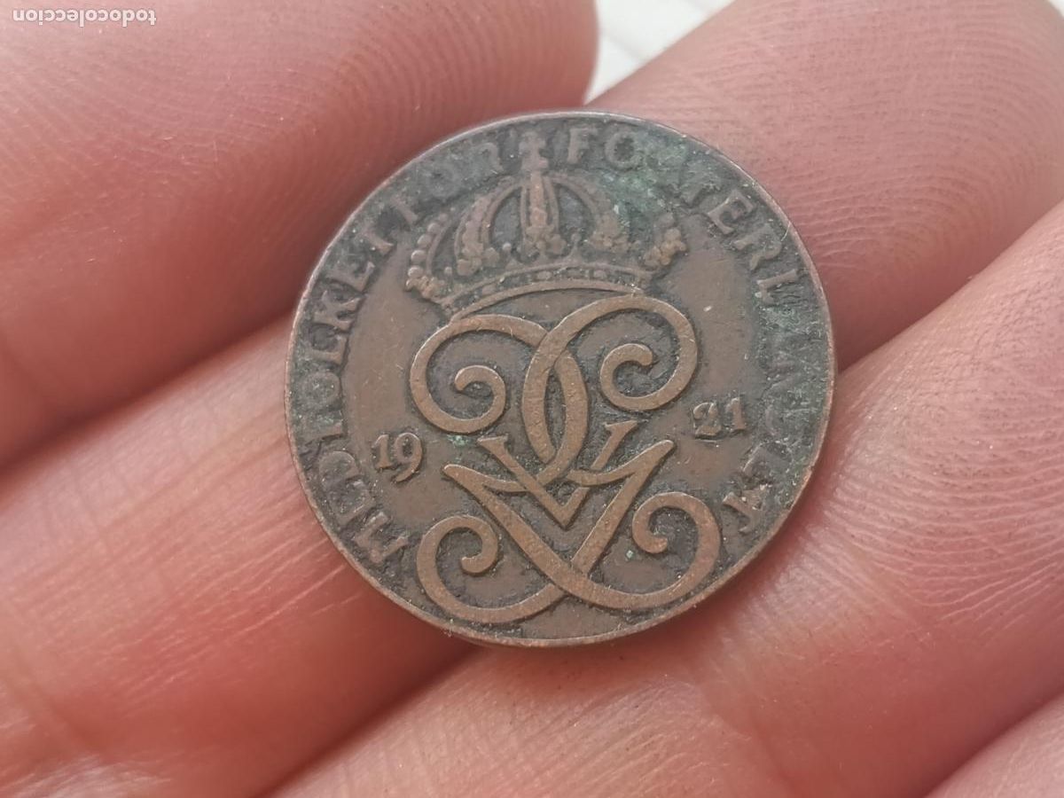 Monedas antiguas de Europa: MONEDA 2 ORE, SUECIA. 1921