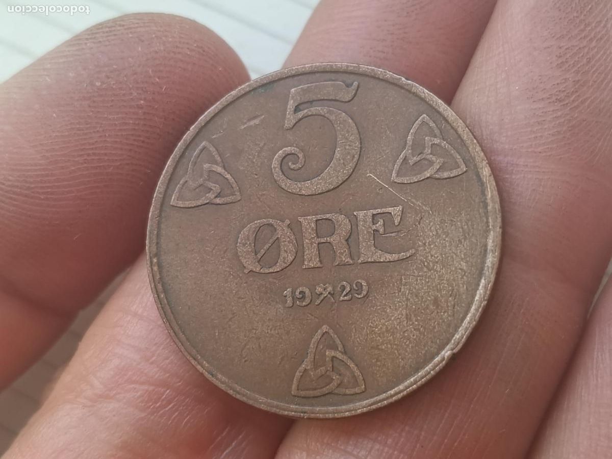 Monedas antiguas de Europa: Moneda 5 Ore 1929 Noruega