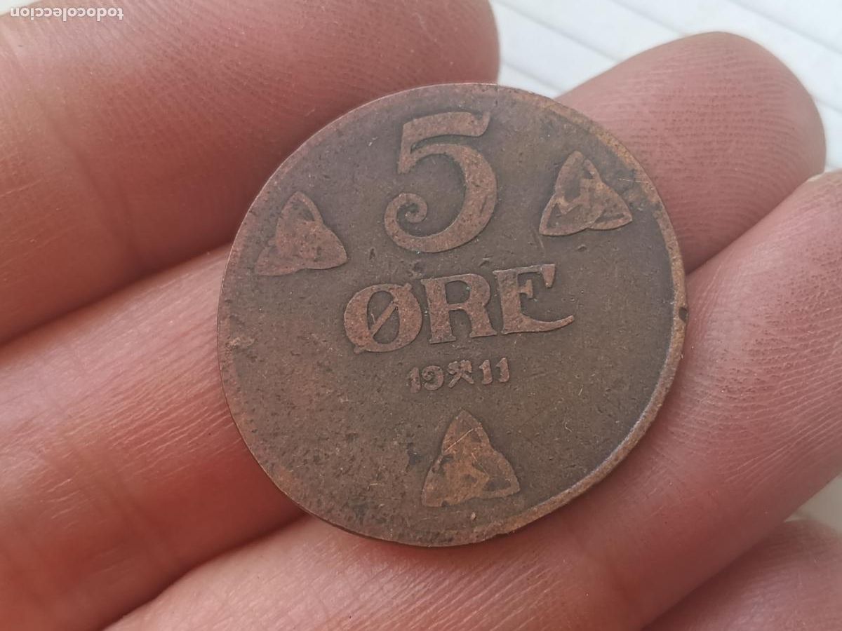 Monedas antiguas de Europa: NORUEGA 5 ORE HAAKON VII 1911
