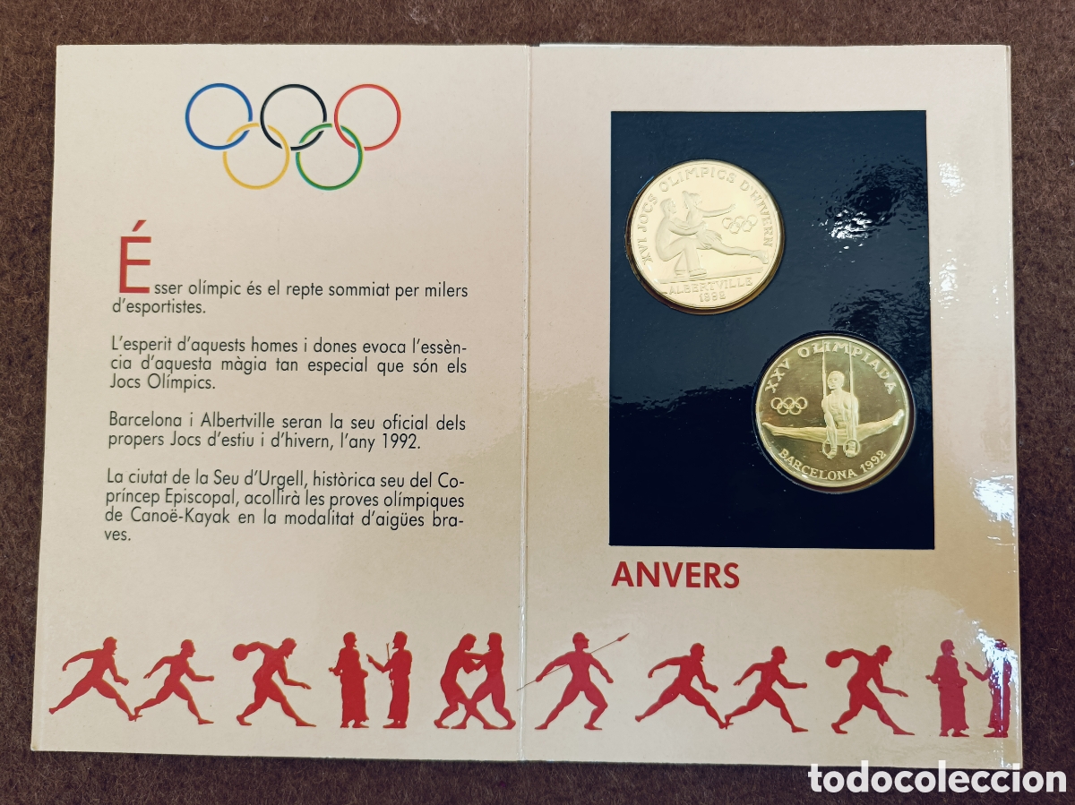 Monedas antiguas de Europa: Andorra. Cartera oficial. XXV Olimpiada Barcelona-Albertville. 20 Diners (2) Plata. 1988. PROOF