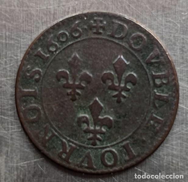 Monedas antiguas de Europa: DOBLE TOURNOIS 1606 FRANCIA