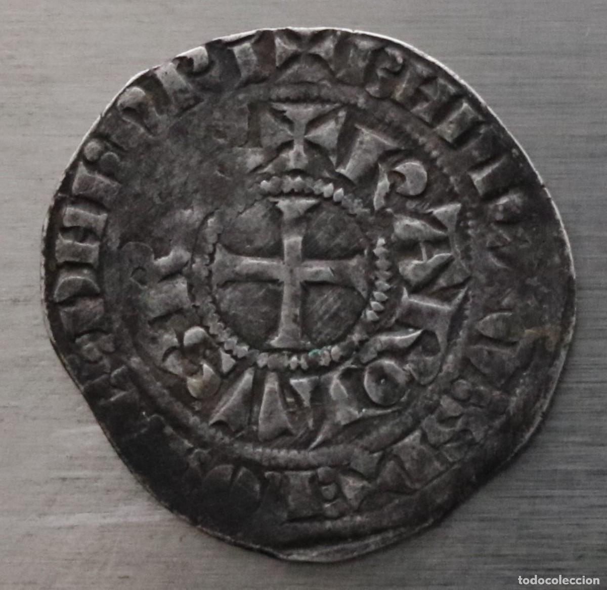 Monedas antiguas de Europa: MAILLE BLANCHE (1/2 DE GROS TOURNOIS) 1323 FRANCIA. CARLOS IV