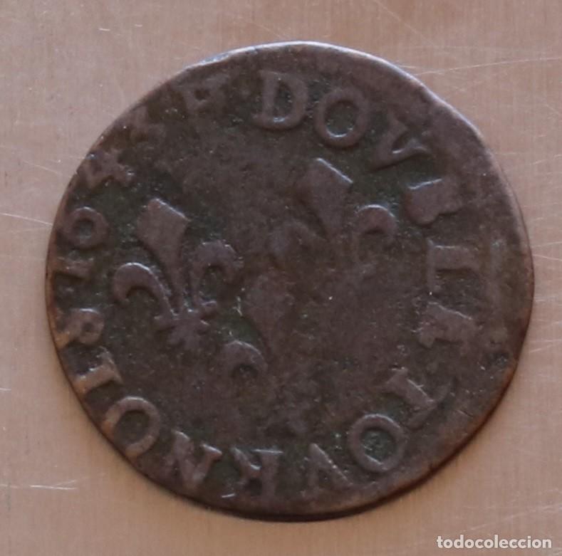 Monedas antiguas de Europa: DOBLE TOURNOIS 1643 FRANCIA. LUIS XIII