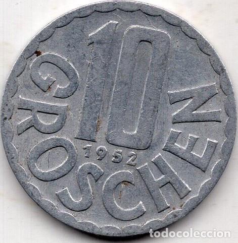 Monedas antiguas de Europa: AUSTRIA 1952 10 GROSCHEN KM 2878 VF