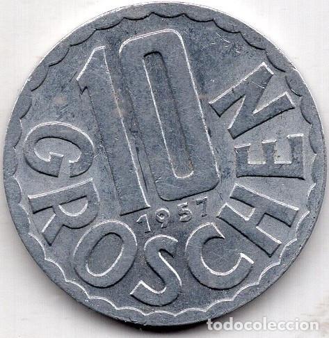 Monedas antiguas de Europa: AUSTRIA 1957 10 GROSCHEN KM 2878 VF