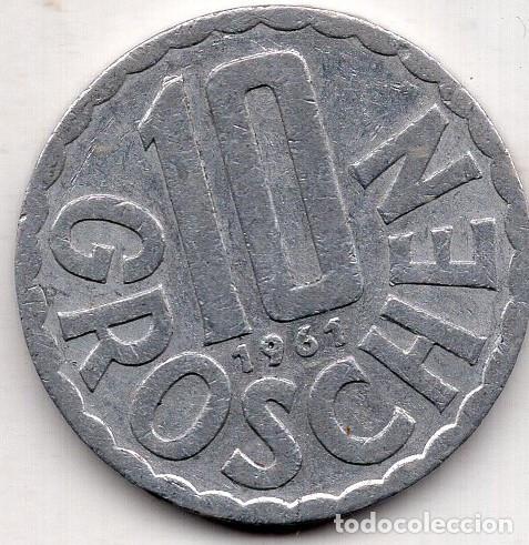Monedas antiguas de Europa: AUSTRIA 1961 10 GROSCHEN KM 2878 VF