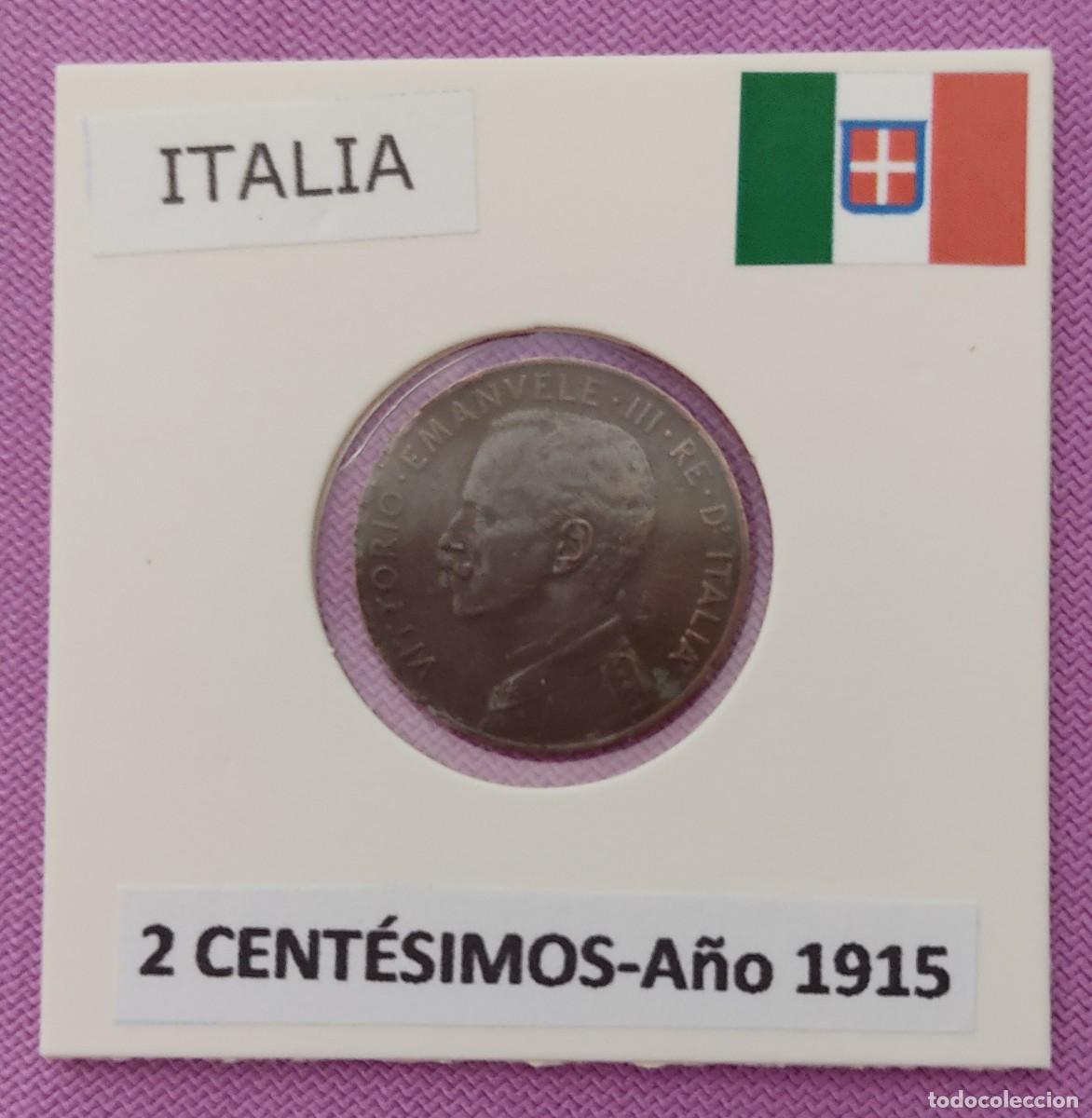 Monedas antiguas de Europa: Italia Reino. Moneda 2 cent&eacute;simos-centesimi a&ntilde;o 1915. Encartonada