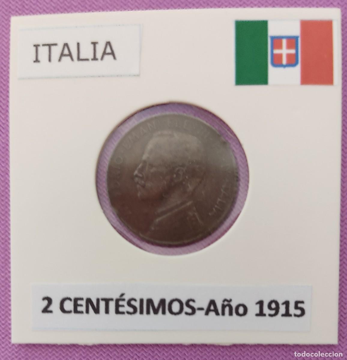 Monedas antiguas de Europa: Italia Reino. Moneda 2 cent&eacute;simos-centesimi a&ntilde;o 1915. Encartonada