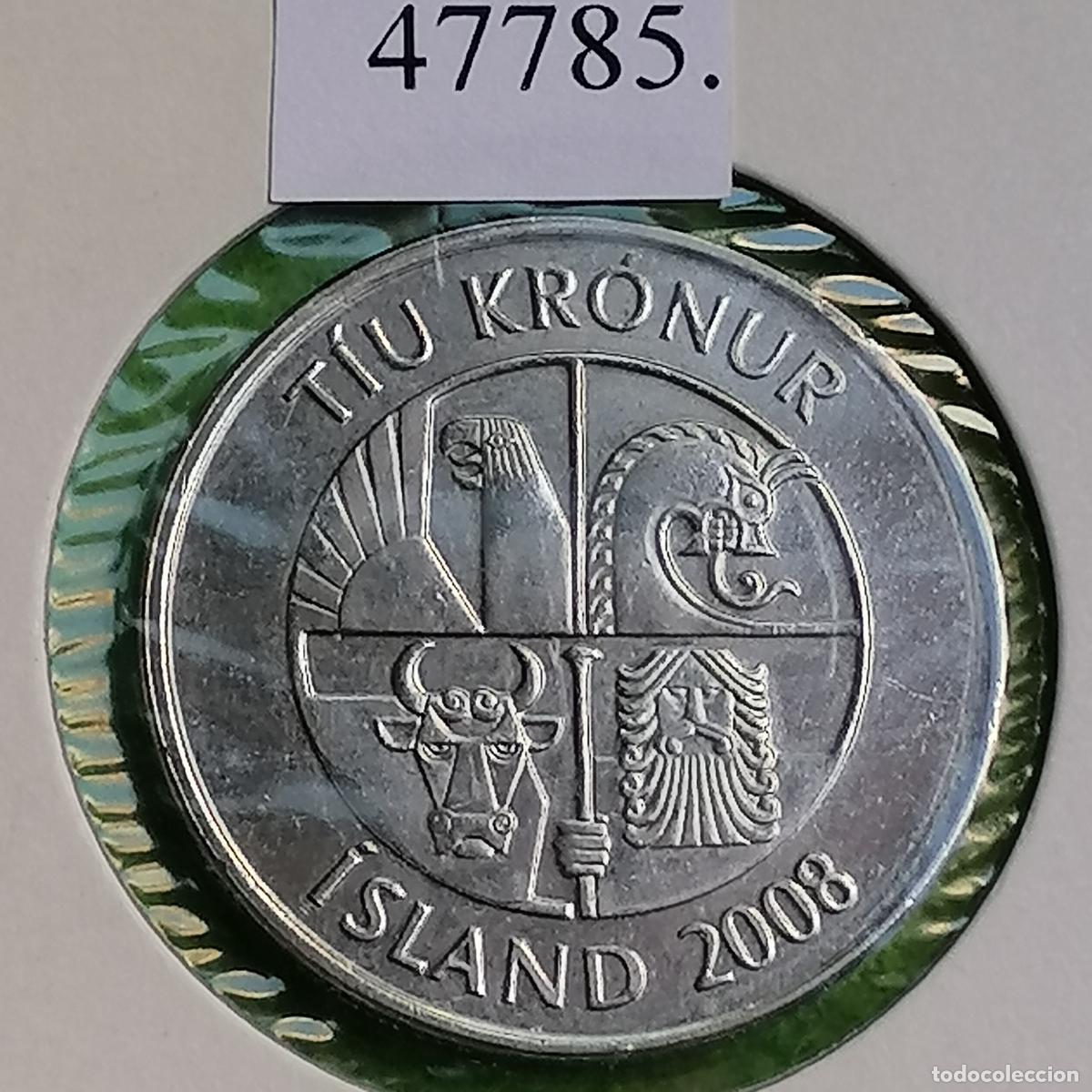 Monedas antiguas de Europa: Islandia 10 coronas 2008