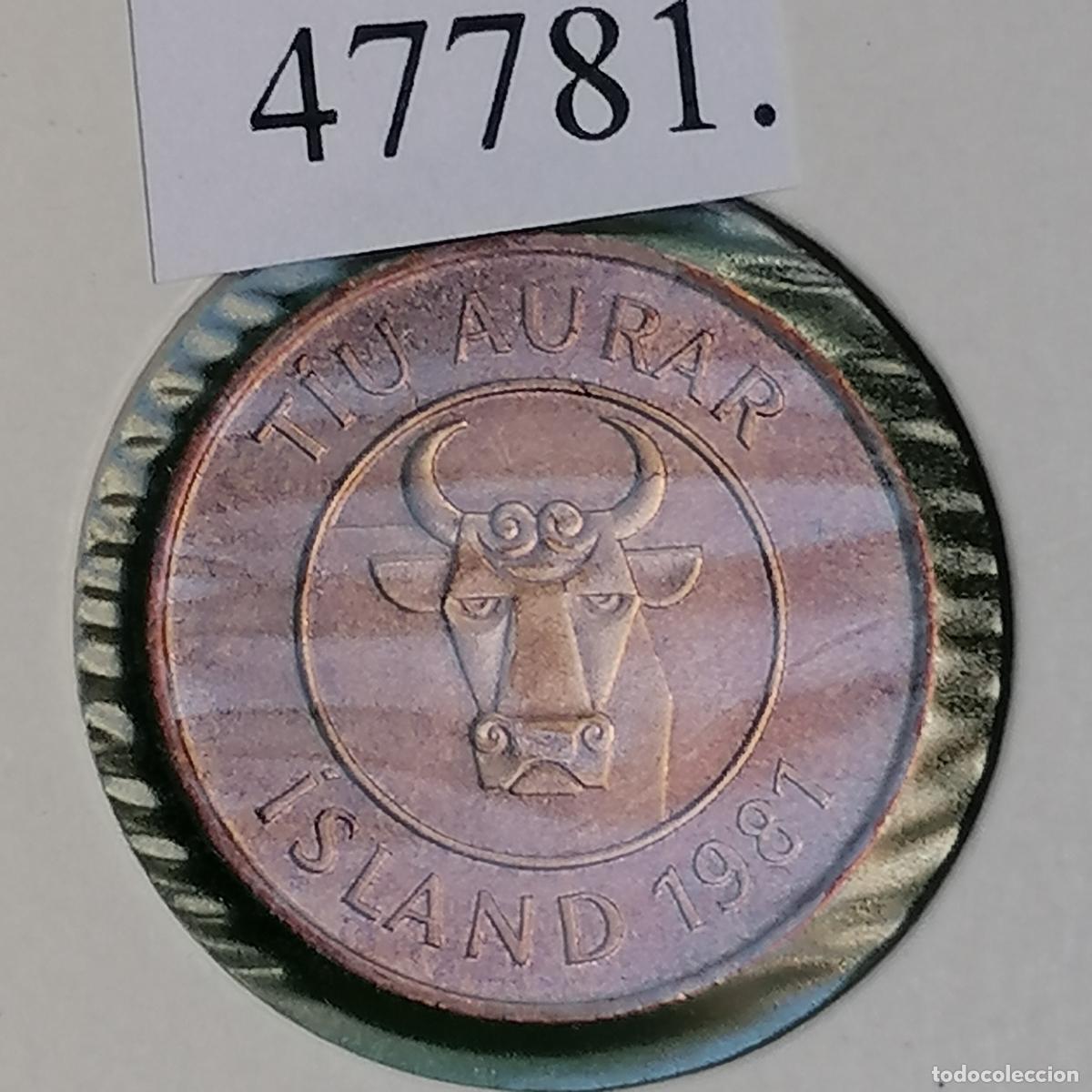 Monedas antiguas de Europa: islandia 10 aurar 1981