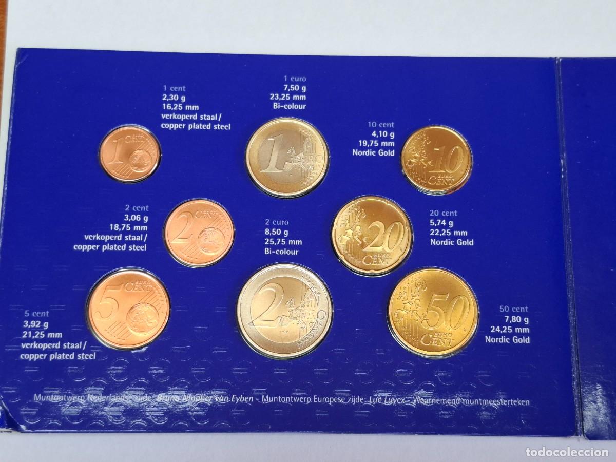 Monedas antiguas de Europa: estuche en cart&oacute;n de las 8 monedas de euro de 2002 en FLOR de Cu&ntilde;o, de HOLANDA
