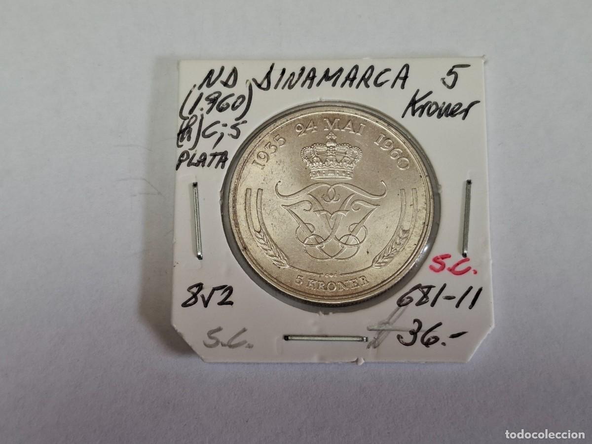 Monedas antiguas de Europa: 5 KRONER de PLATA de 1960 (h) C S KM 952 DINAMARCA en SIN CIRCULAR
