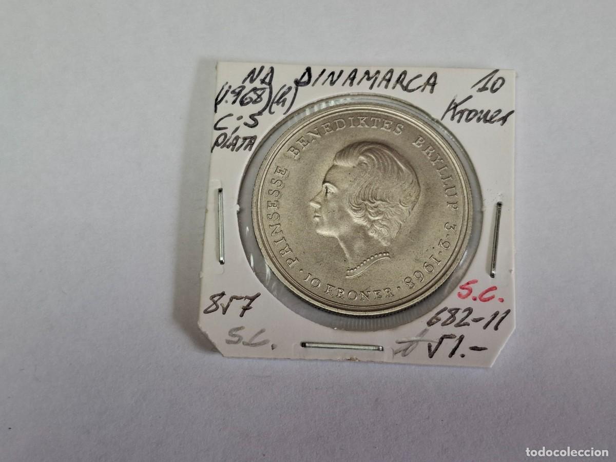 Monedas antiguas de Europa: 10 KRONER de PLATA de 1968 (h) C S KM 857 DINAMARCA en SIN CIRCULAR