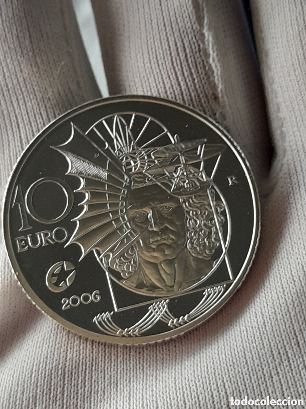 Monedas antiguas de Europa: Moneda 10 Euros Plata Italia 2006 - Leonardo da Vinci - Calidad Proof (En C&aacute;psula)