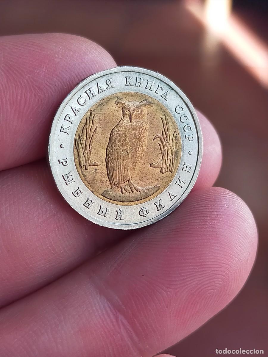 Monedas antiguas de Europa: MONEDA DE 5 CINCO RUBLOS 1991 RUSIA UNION SOVIETICA EXCELENTE CONSERVACION BUHO PESCADOR