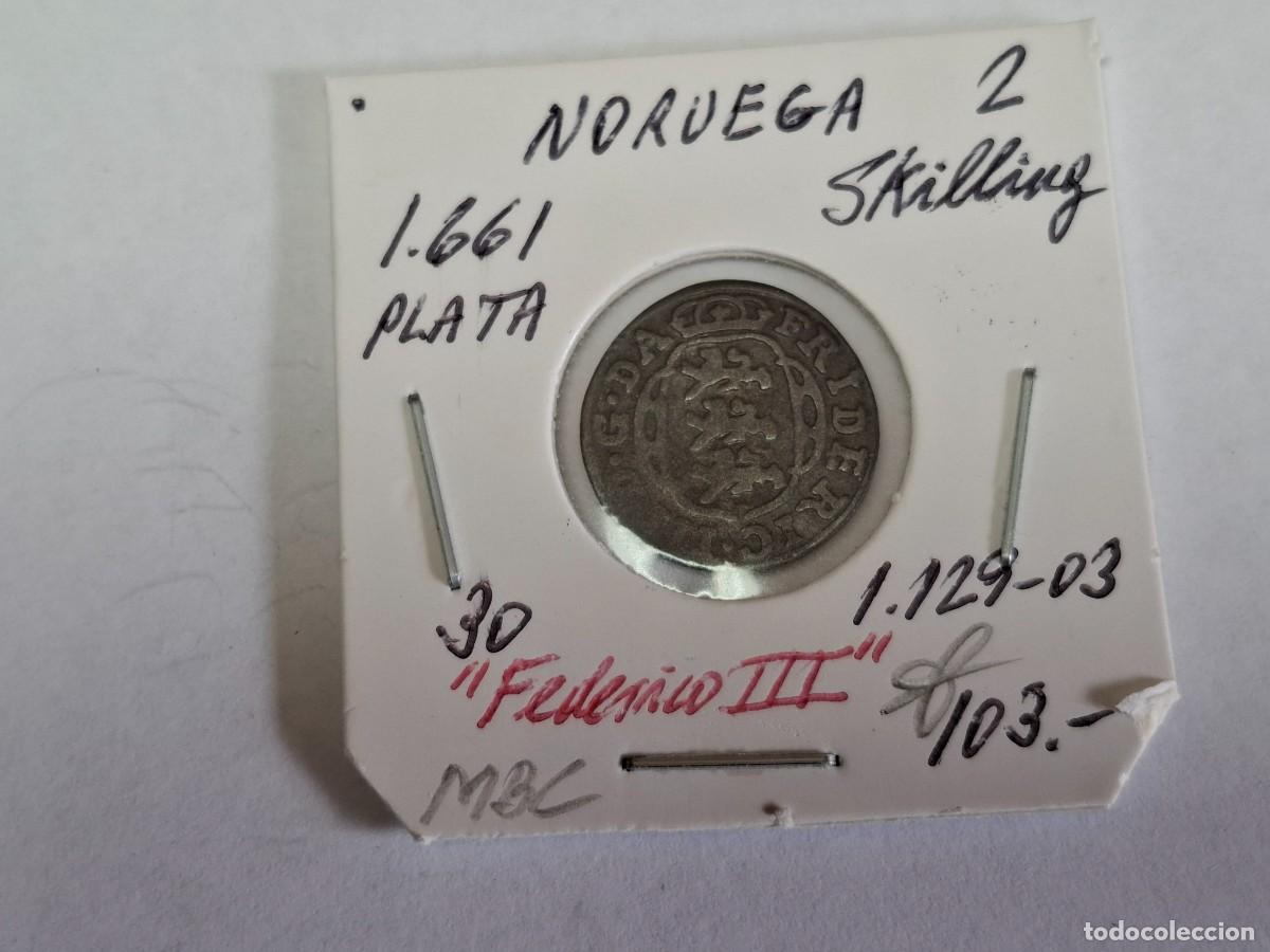 Monedas antiguas de Europa: 2 SKILLING de PLATA de 1661 KM 30 NORUEGA en MBC