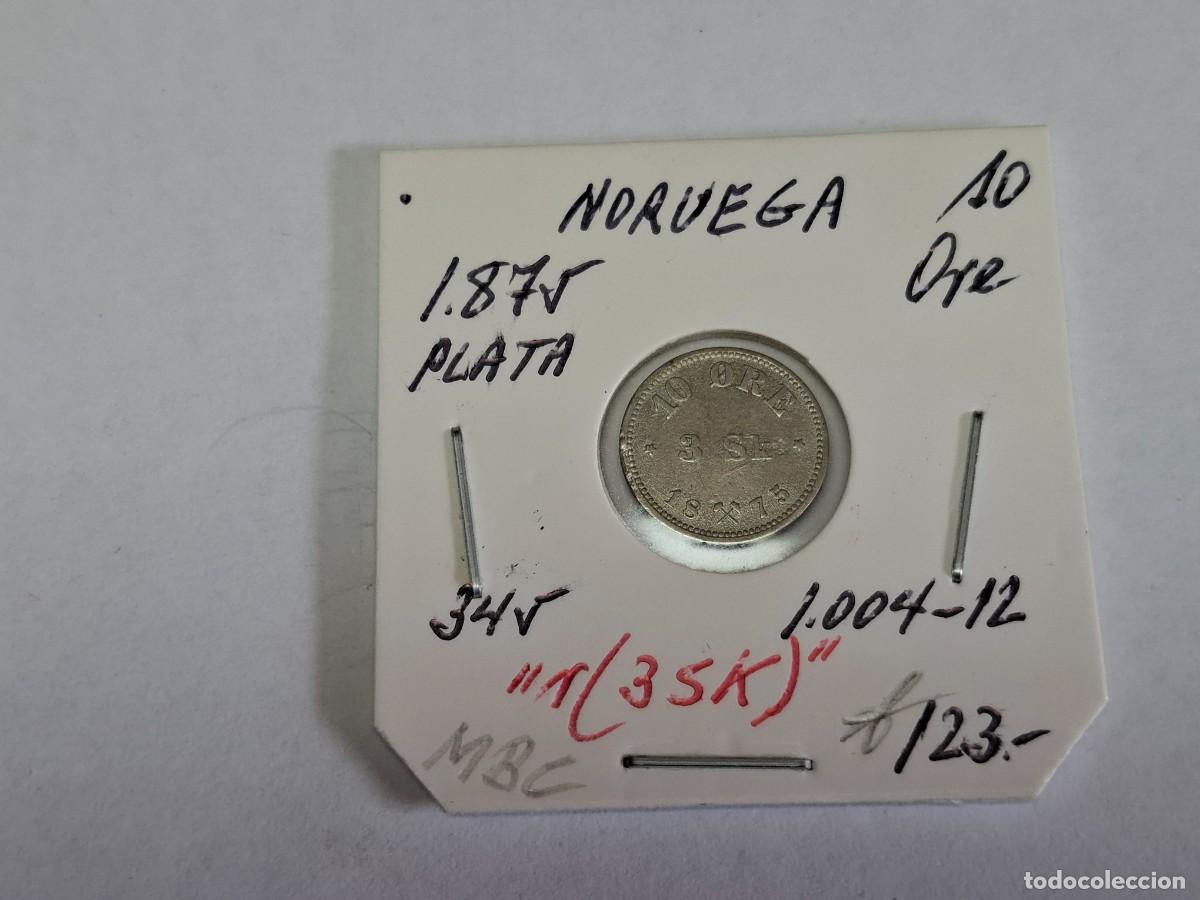 Monedas antiguas de Europa: 10 ORE de PLATA de 1875 KM 345 NORUEGA en MBC