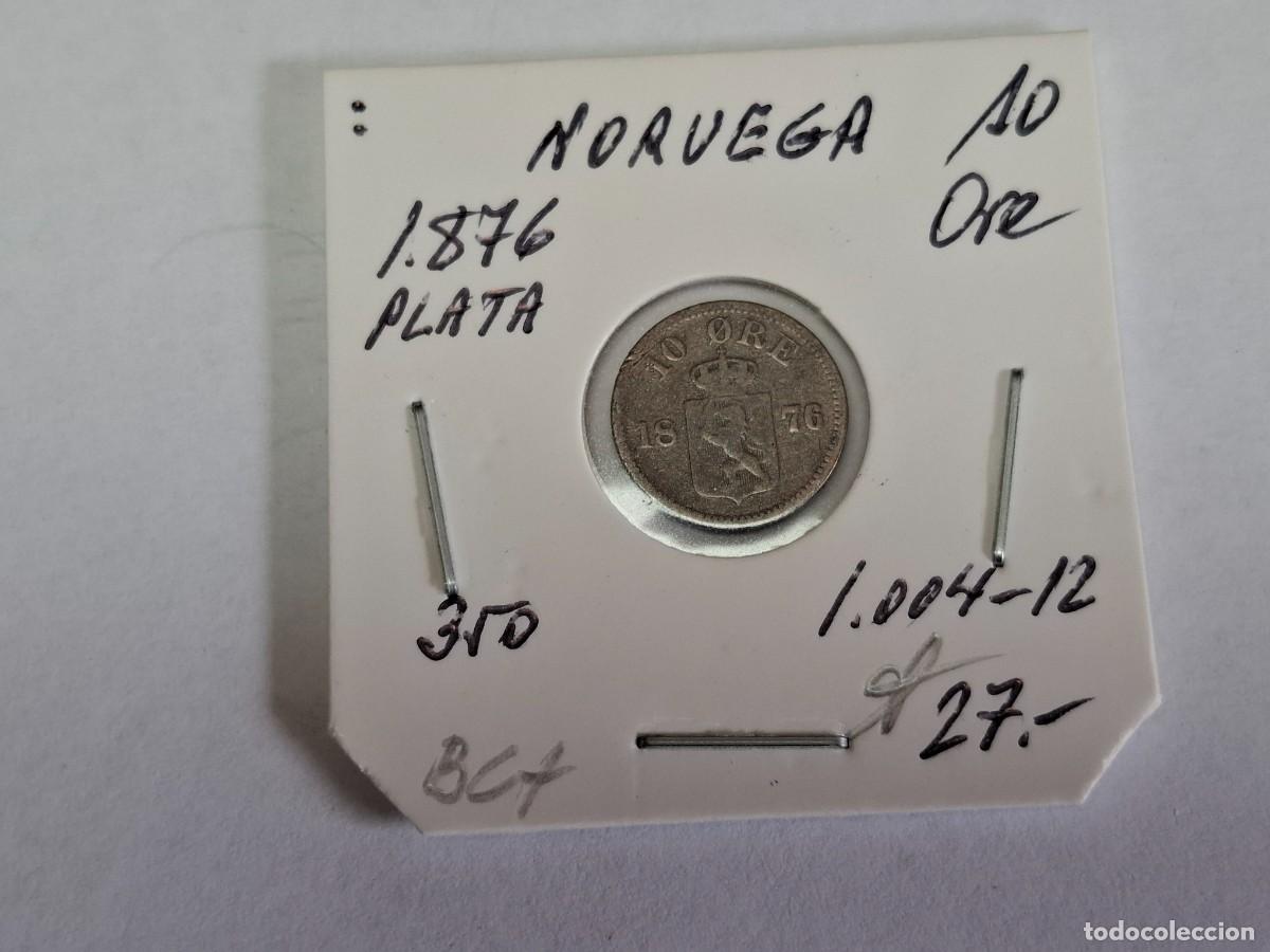Monedas antiguas de Europa: 10 ORE de PLATA de 1876 KM 350 NORUEGA en bc+