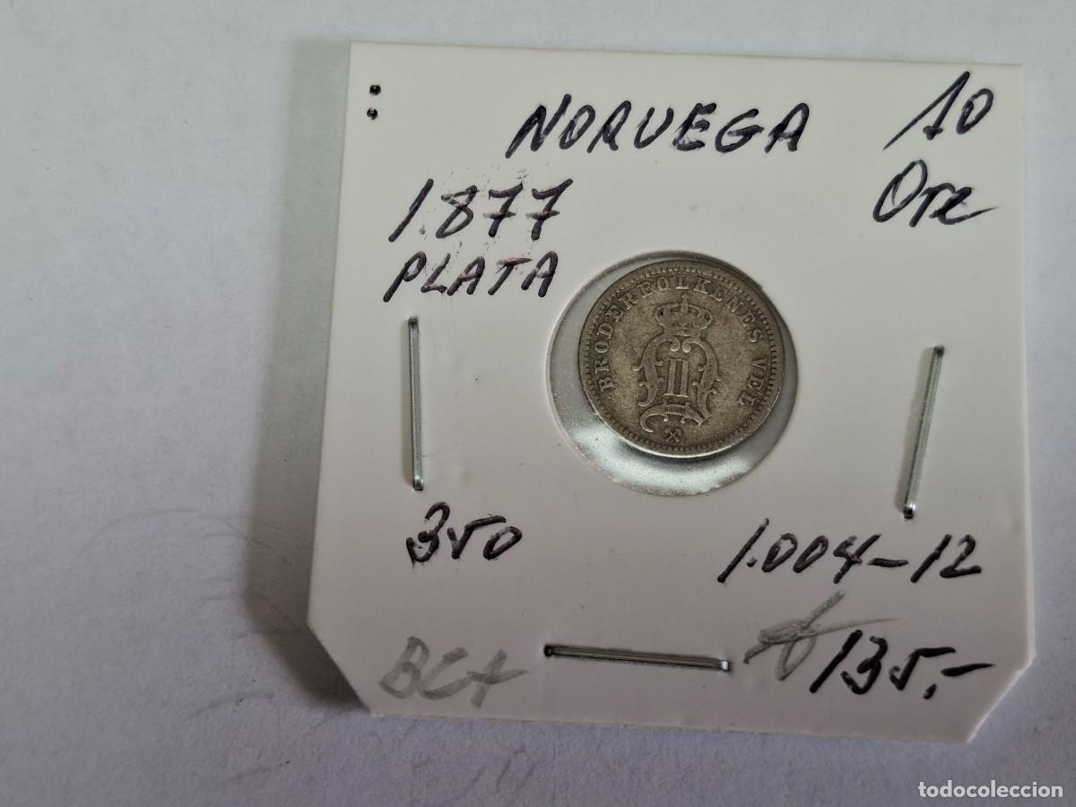 Monedas antiguas de Europa: 10 ORE de PLATA de 1877 KM 350 NORUEGA en bc+
