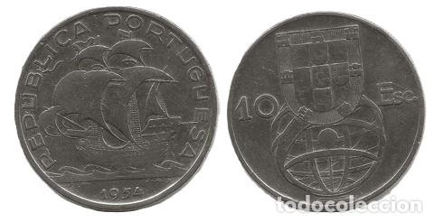 Monedas antiguas de Europa: Moneda 10 Escudos Portugal 1954
