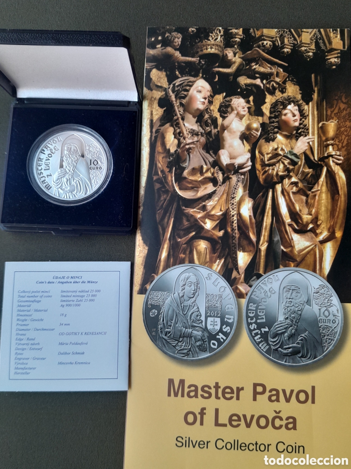 Monedas antiguas de Europa: Moneda 10 Euros Eslovaquia 2012 PLATA PROOF - Maestro Pavol de Levoča - Con Estuche y Certificado