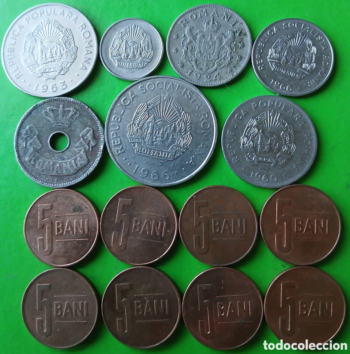 Monedas antiguas de Europa: Ruman&iacute;a lote 15 monedas/ diferentes fechas.