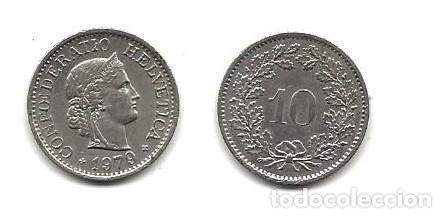 Monedas antiguas de Europa: MONEDA DE SUIZA, 1979, 10 RAPPEN (LOTE 17)