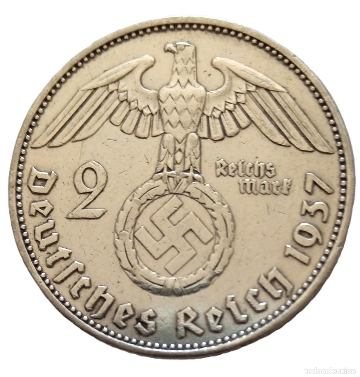 Monedas antiguas de Europa: Moneda 2 Reichsmark 1937 III Reich Ceca A