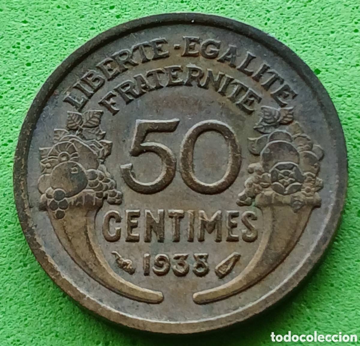 Monedas antiguas de Europa: Francia 50 c&eacute;ntimos 1938 km#894