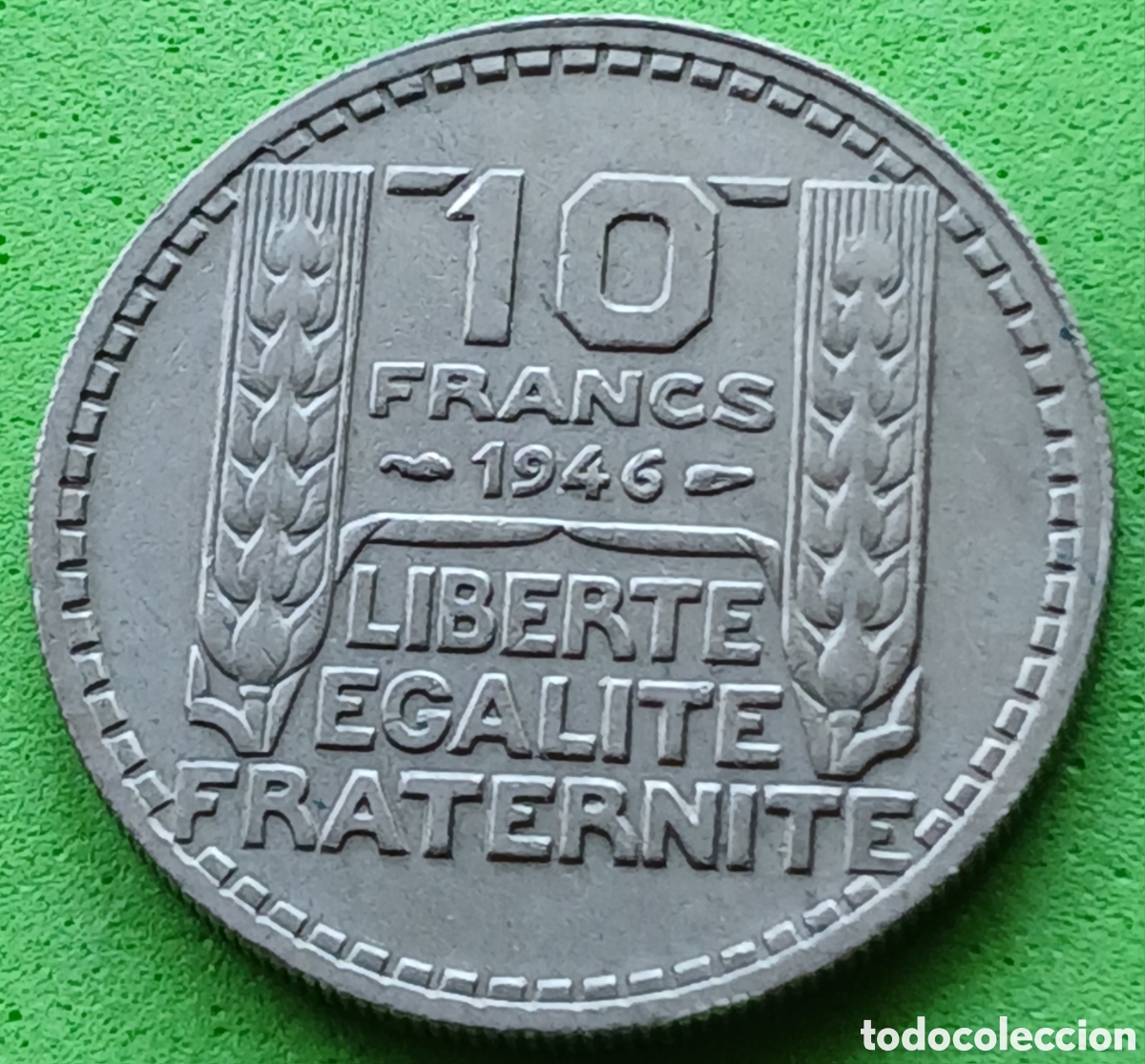 Monedas antiguas de Europa: Francia 10 francos 1946 km#908 sin marca de ceca