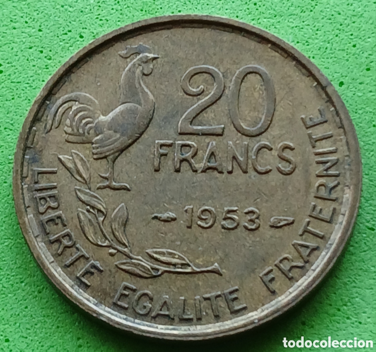 Monedas antiguas de Europa: Francia 20 francos 1953 km#917 sin marca de ceca