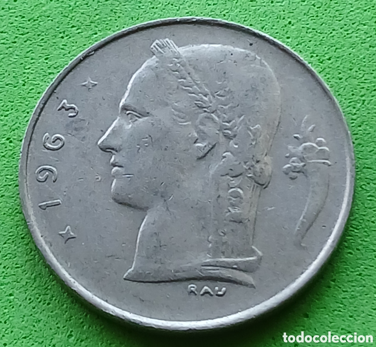 Monedas antiguas de Europa: B&eacute;lgica 1 franco 1963 km#142 Belgique