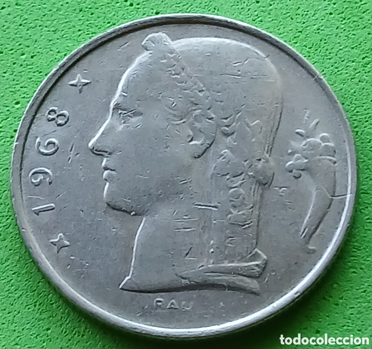 Monedas antiguas de Europa: B&eacute;lgica 5 francos 1968 km#135 Belgie