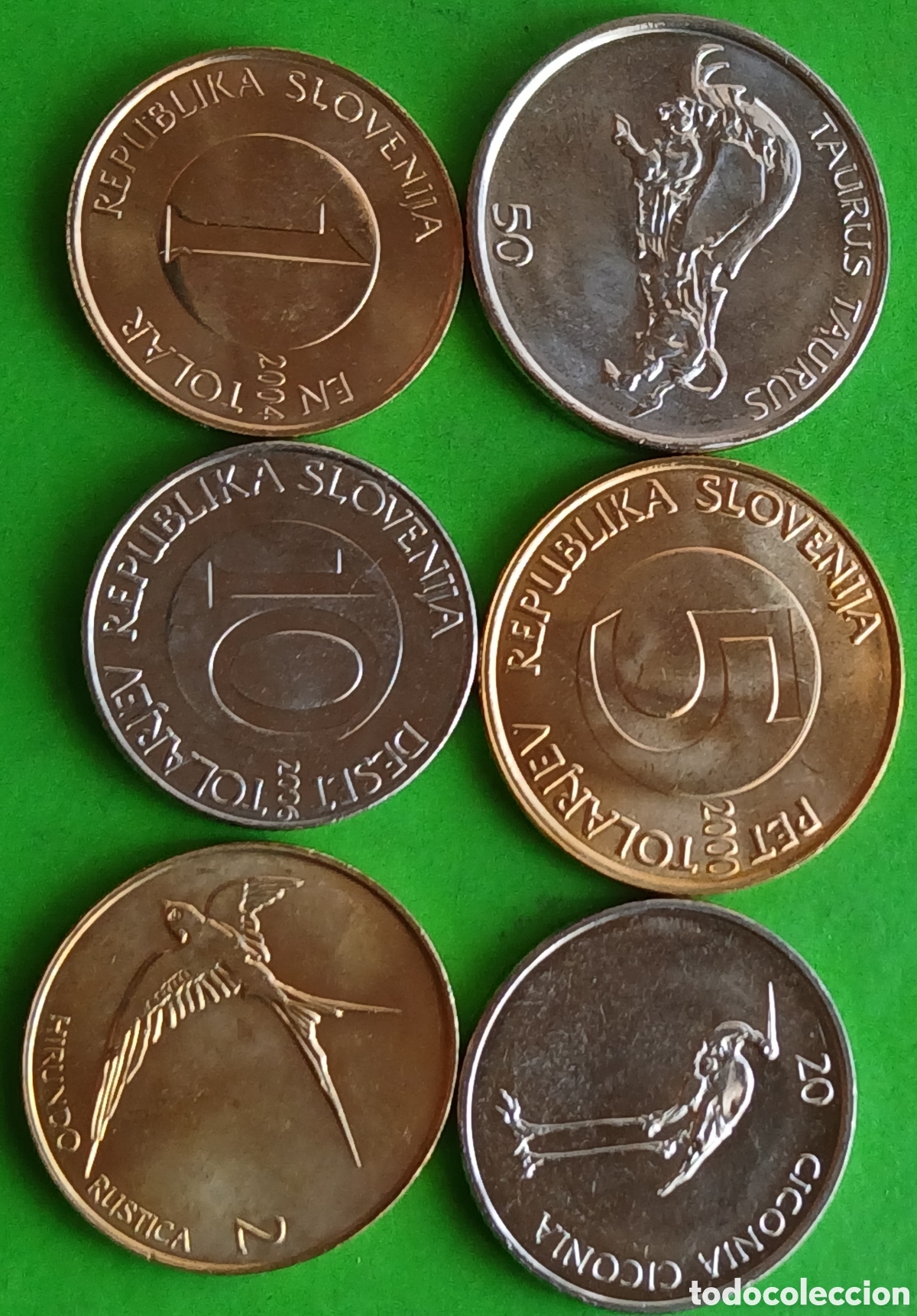 Monedas antiguas de Europa: Eslovenia lote 6 monedas diferentes. A&ntilde;os 2000-2006.