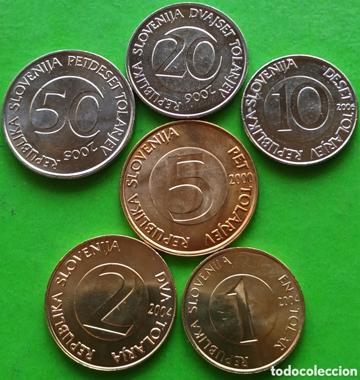 Monedas antiguas de Europa: Eslovenia lote 6 monedas diferentes. A&ntilde;os 2000-2006.