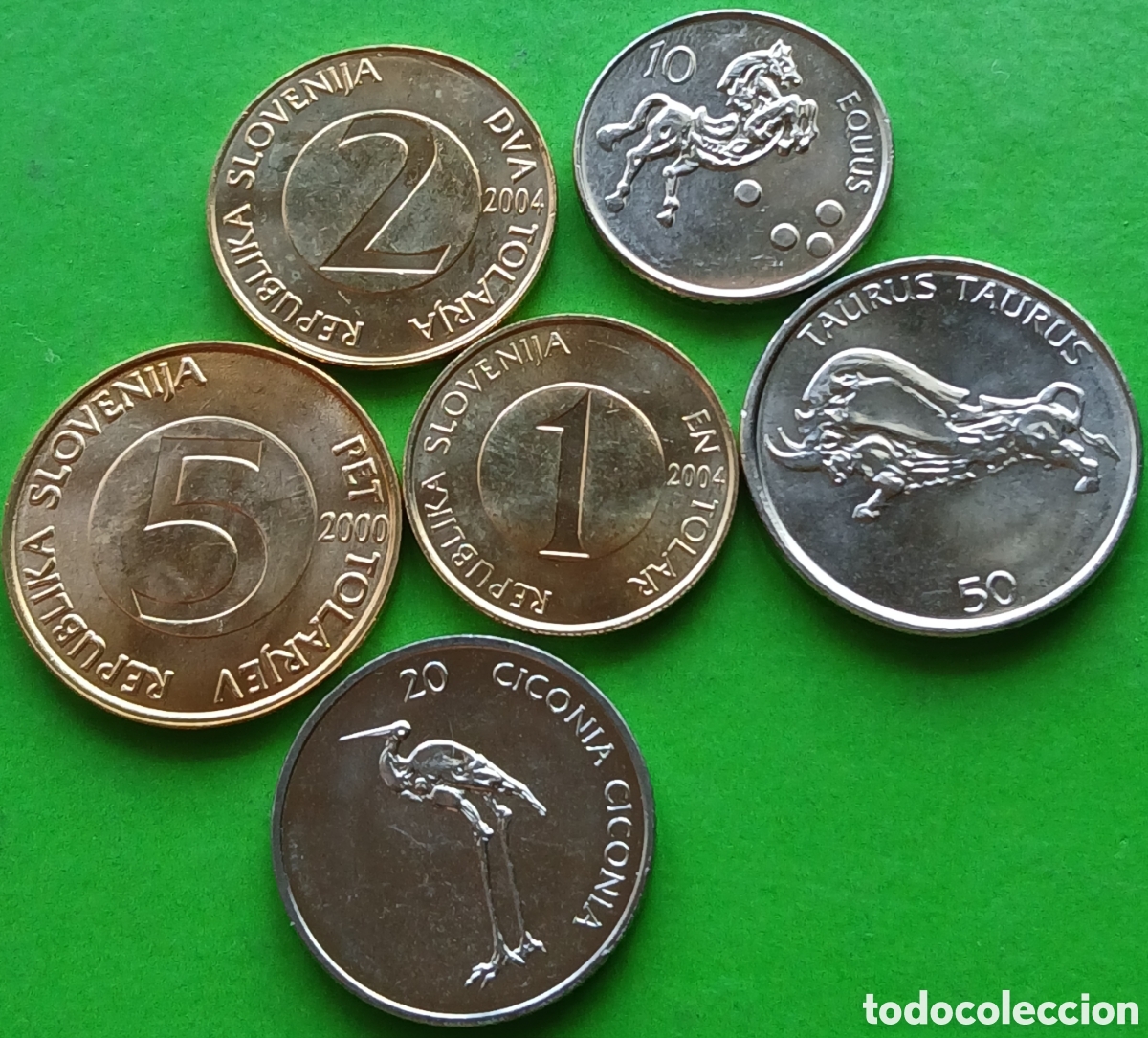 Monedas antiguas de Europa: Eslovenia lote 6 monedas diferentes. A&ntilde;os 2000-2006.