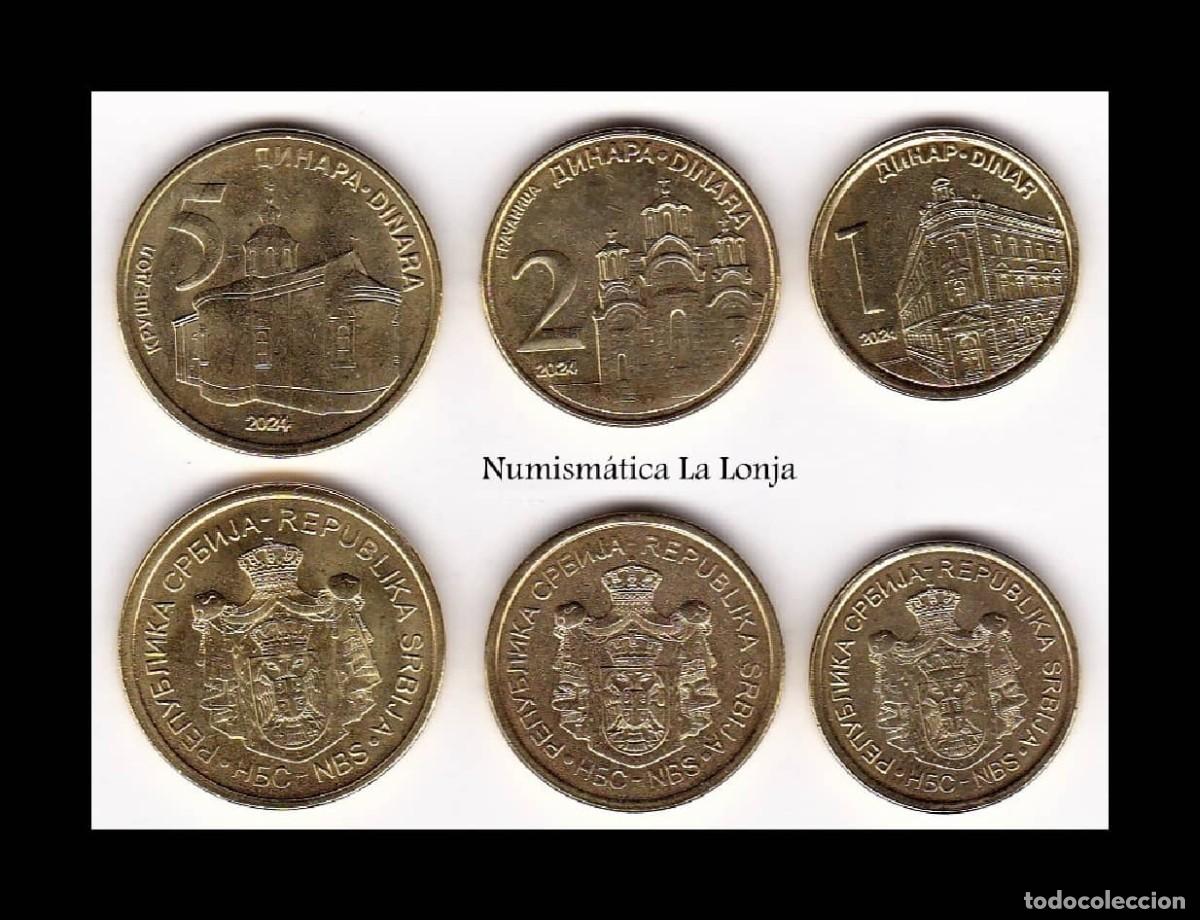 Monedas antiguas de Europa: Serbia Set 3 monedas 1 2 5 Dinara 2024 Km 54 55 56a Sc Unc