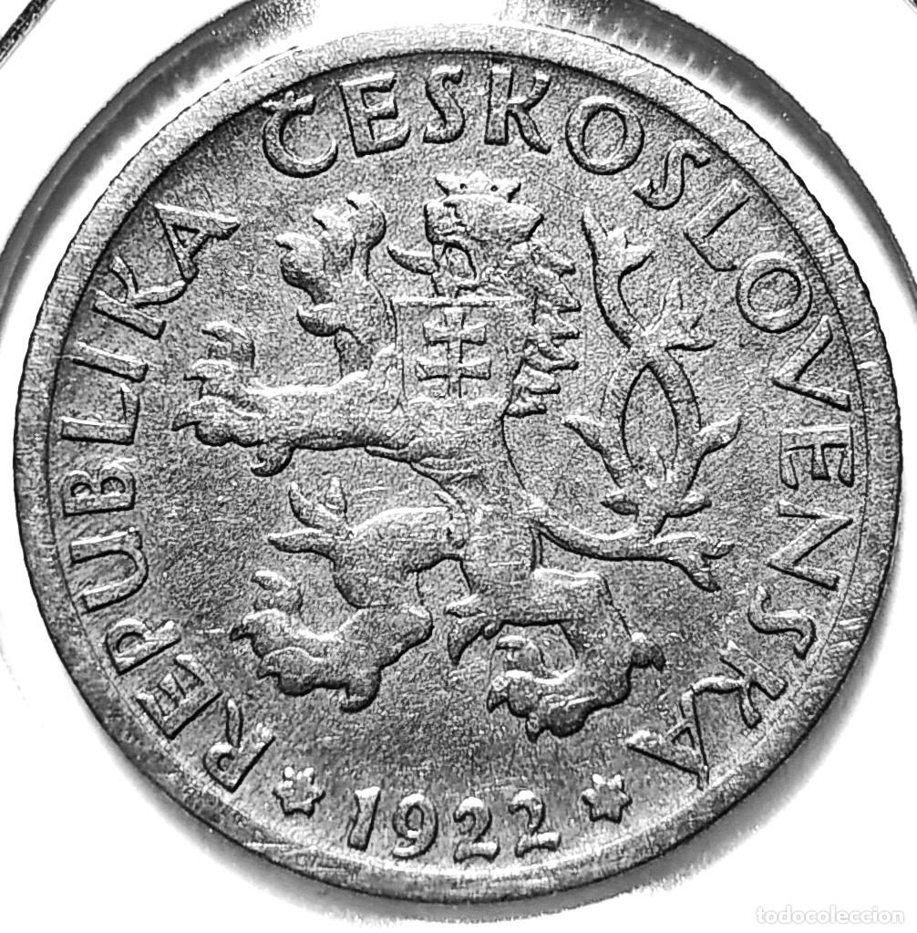 Monedas antiguas de Europa: CHECOSLOVAQUIA (1919-1938) - 1 CORONA 1922 - D - PRIMERA REPUBLICA - 6,66 GR. CUPRONIQUEL