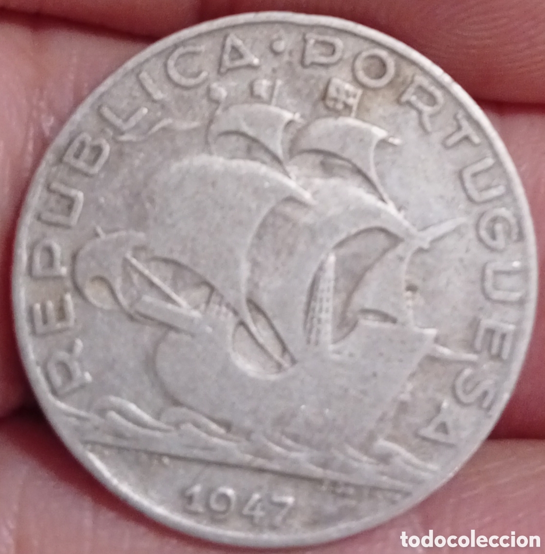 Monedas antiguas de Europa: Portugal moneda de plata de 5 escudos a&ntilde;o 1947