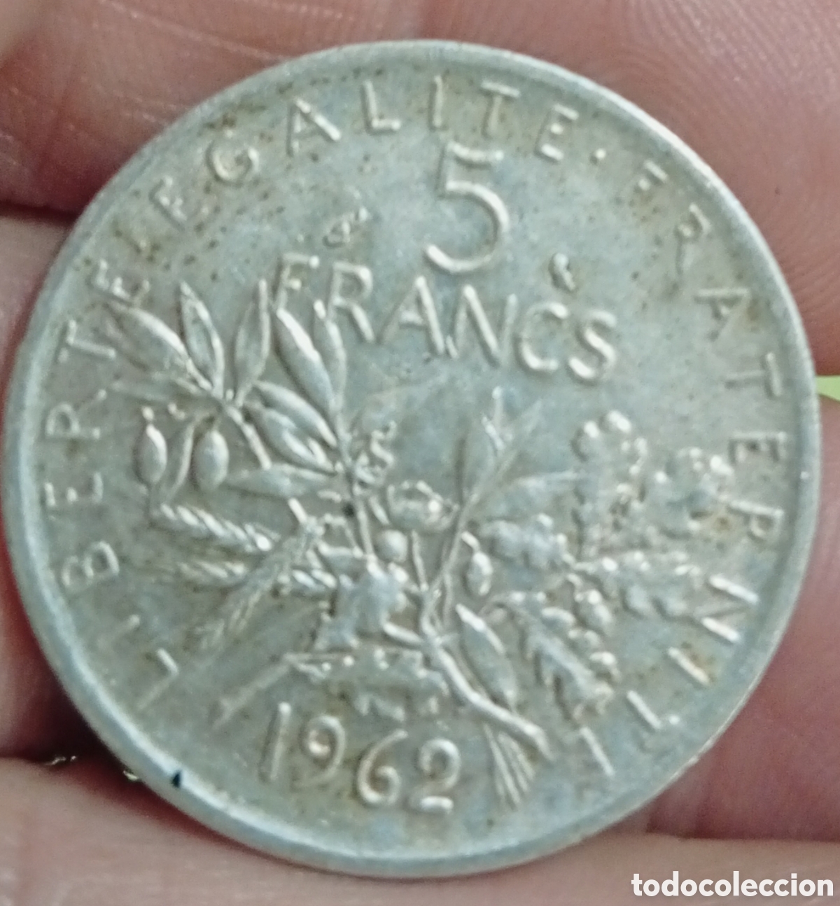 Monedas antiguas de Europa: Moneda de plata Francia a&ntilde;o 1962 5 francos
