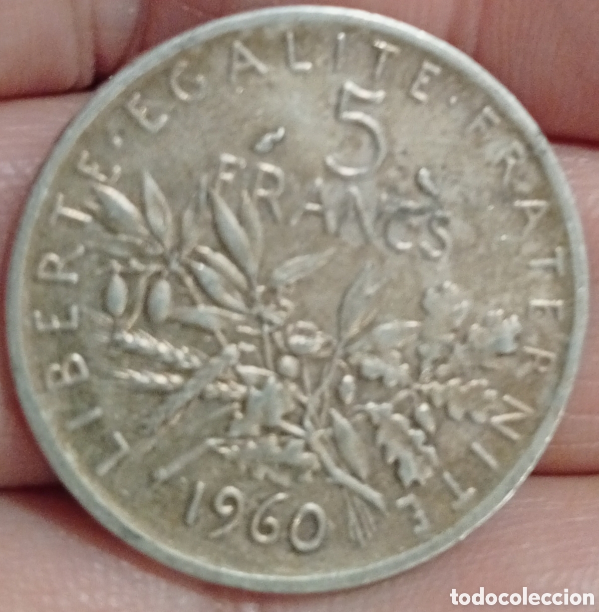 Monedas antiguas de Europa: Moneda de plata de 5 francos Francia a&ntilde;o 1960